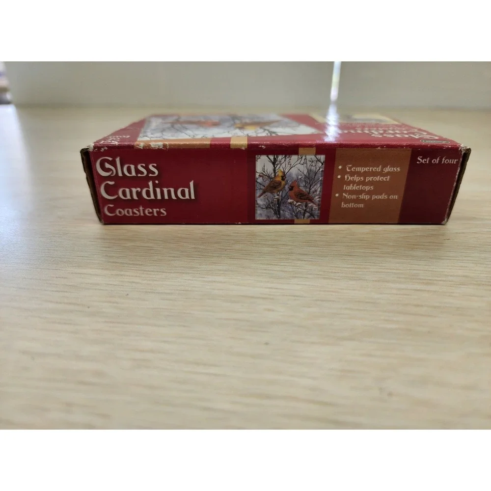 Red Cardinal Coasters Tempered Glass 4